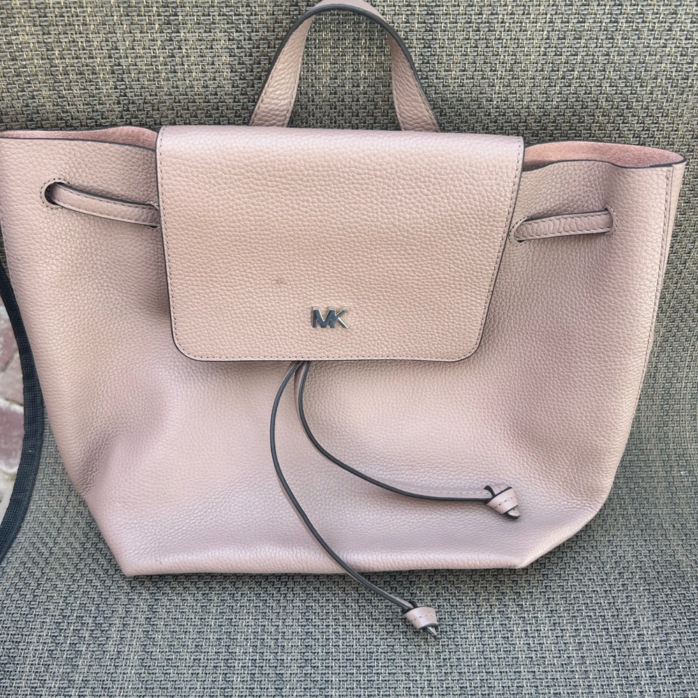 Michael Kors Blush Pink Pebbled Leather Drawstring Tote